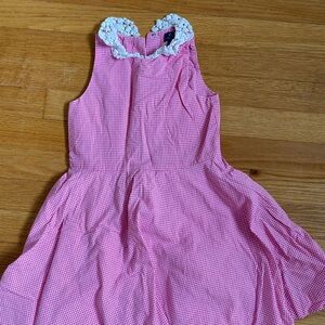 Ralph Lauren girls dress size 5 pink plaid with lace collar